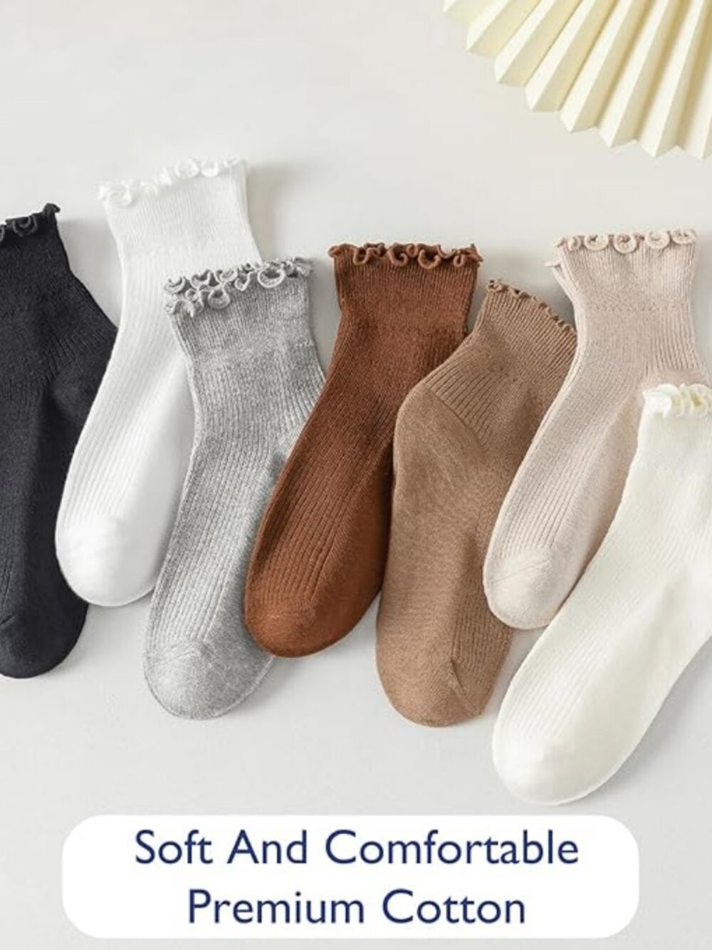 6 Pairs of Ruffle Socks Women, Cute Ruffle Ankle Socks - Picture 4 of 5
